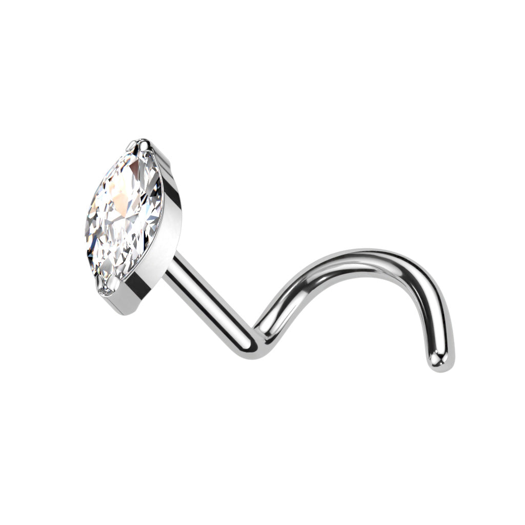 20G Titanium Nose Screw W/ Marquise